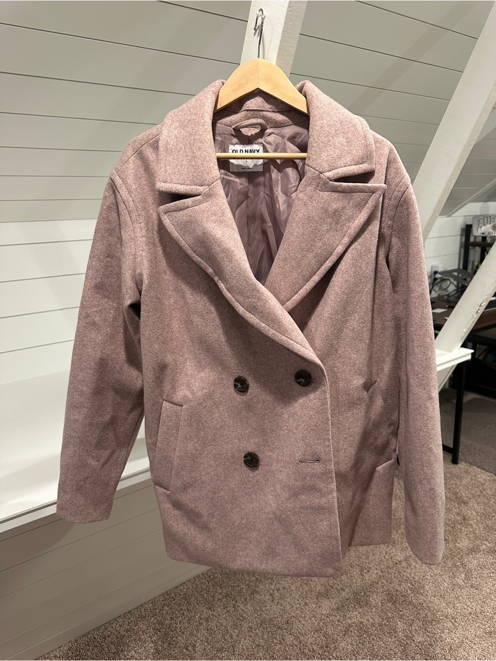 Old Navy Women's Blush Pink Double-Breasted Peacoat